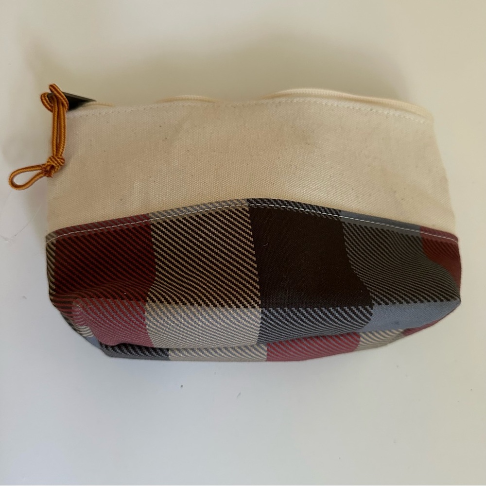 L.L. Bean Boat & Tote Plaid Toiletry Bag - Cream, Red, and Brown - Picture 5 of 5
